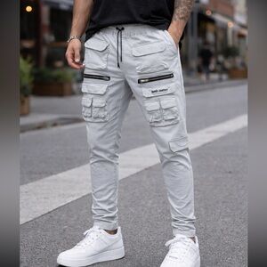 Hood Couture Light Gray Cargo Drawstring Waist Pants XL